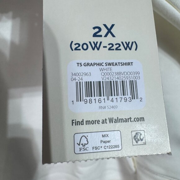 The Rolling Stones Womens Plus Size 2X White Graphic Sweatshirt Long Sleeve Top - Picture 6 of 6